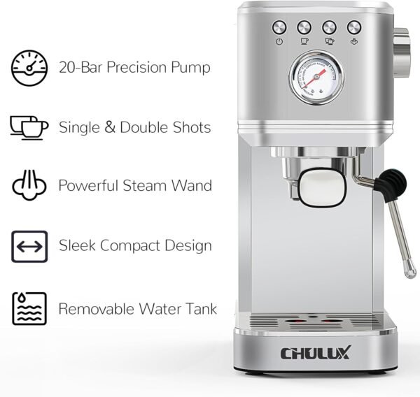 61GS9ES95ZL._AC_SL1500_ CHULUX Kompatto Espresso Machine review 20 Bar coffee maker with milk frother