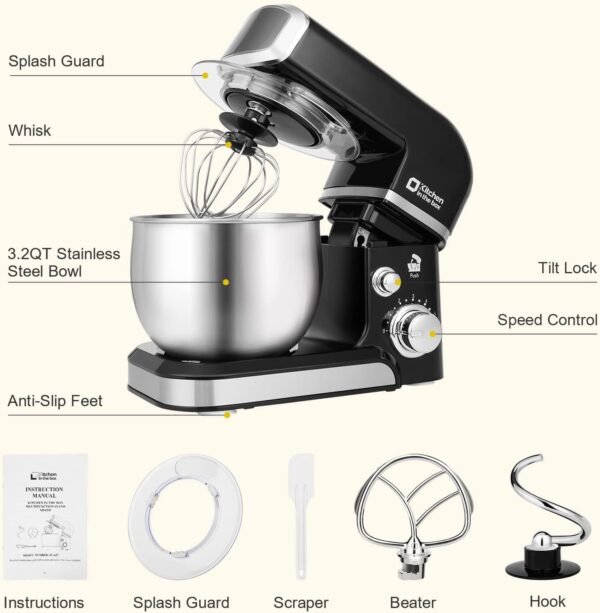 61adLMCBGuL._AC_SL1500_ Review of Kitchen in the Box Stand Mixer 3.2Qt for Daily Use