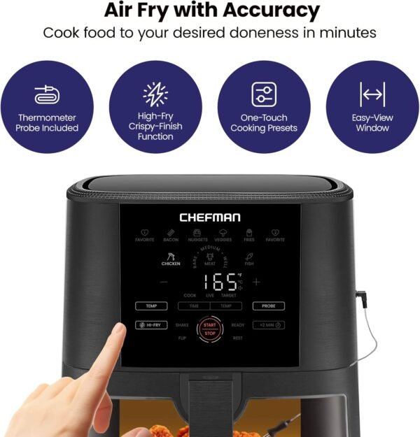 7189Ot6aXgL._AC_SL1500_ Chefman Digital Air Fryer review 5-quart capacity with temperature probe and presets