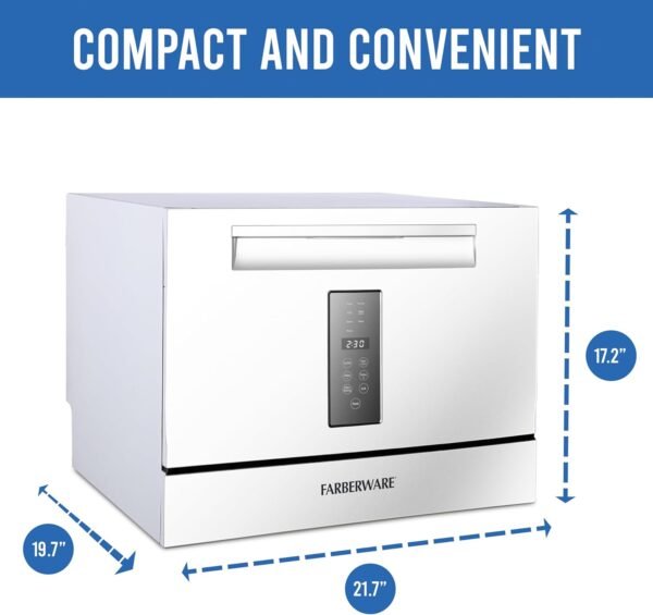 71CEciLCEbL._AC_SL1500_ Farberware Compact Countertop Dishwasher FCD06SDWHT review ideal for small kitchens and RVs