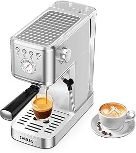 71mCIusfqL._AC_SY300_SX300_ CHULUX Kompatto Espresso Machine review 20 Bar coffee maker with milk frother