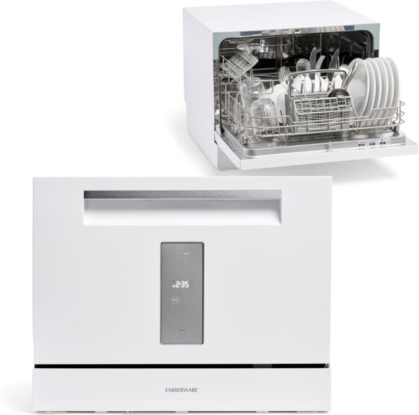 71ysTYx-rjL._AC_SL1500_ Farberware Compact Countertop Dishwasher FCD06SDWHT review ideal for small kitchens and RVs