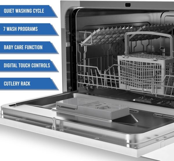 81-Ab7GhIL._AC_SL1500_ Farberware Compact Countertop Dishwasher FCD06SDWHT review ideal for small kitchens and RVs