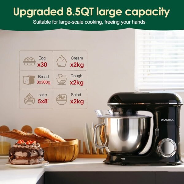 81RDj6dBUJL._AC_SL1500_ Aucma Stand Mixer 8.5QT Review Powerful Tilt-Head Kitchen Mixer with Attachments