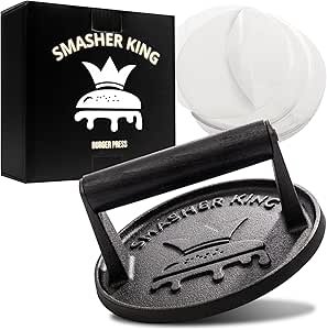 81WVYauY3uL.__AC_SX300_SY300_QL70_ML2_ Cast Iron Smash Burger Press Review SMASHER KING Perfect Griddle Tool for Burgers