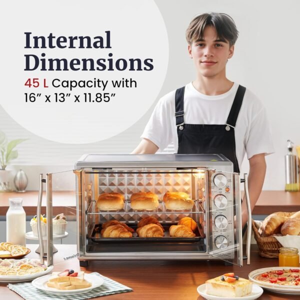 81xGfZakAgL._AC_SL1500_ Elite Gourmet Toaster Oven Review 2024 45L Convection French Doors Stainless Steel